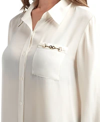 Bcx Juniors' Solid Dobby Long Sleeve Shirt