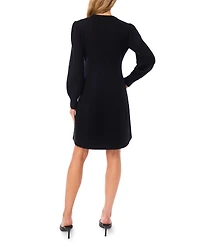CeCe Women's Beaded Ribbon Long Sleeves Sweater Dress