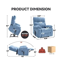 Maison Boucle Oversized Chenille Lift Recliner with Heat & Massage, Cup Holders, Dual Motor Electric Chair for Seniors-Maison