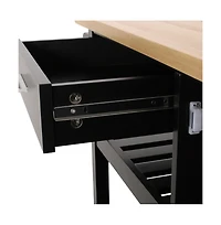 Maison Boucle 41.75" Rolling Kitchen Island with Solid Wood Top, Drawer & Cabinet, Portable Storage Cart Towel Rack-Maison