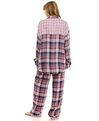 Roudelain Women's 2-Piece Color Blocked Collared Pajama Set