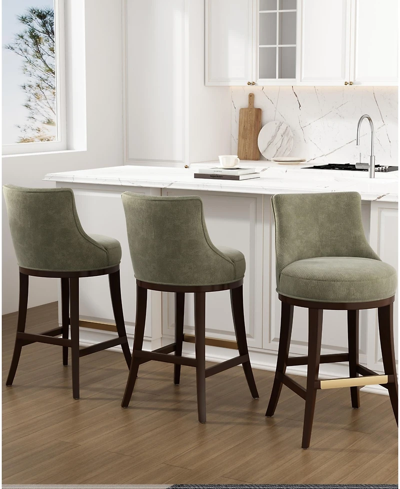 Manhattan Comfort Lucia 40.2" Chenille Upholstered Barstool
