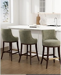 Manhattan Comfort Lucia 40.2" Chenille Upholstered Barstool