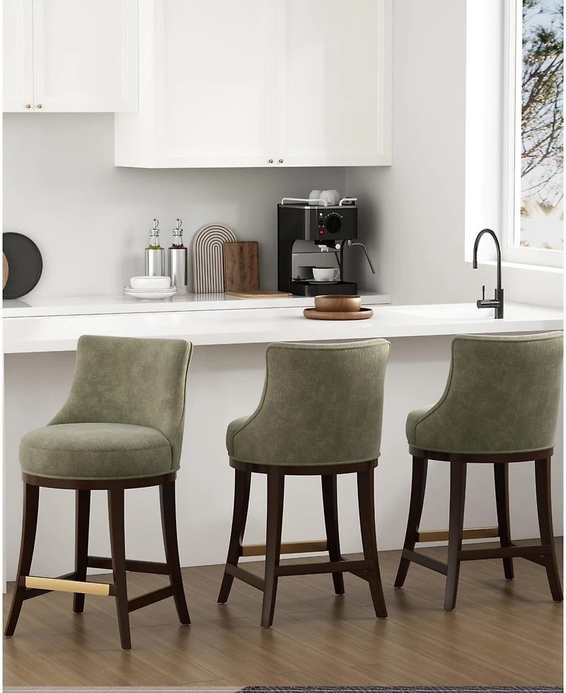 Manhattan Comfort Lucia 37.2" Chenille Upholstered Counter Stool