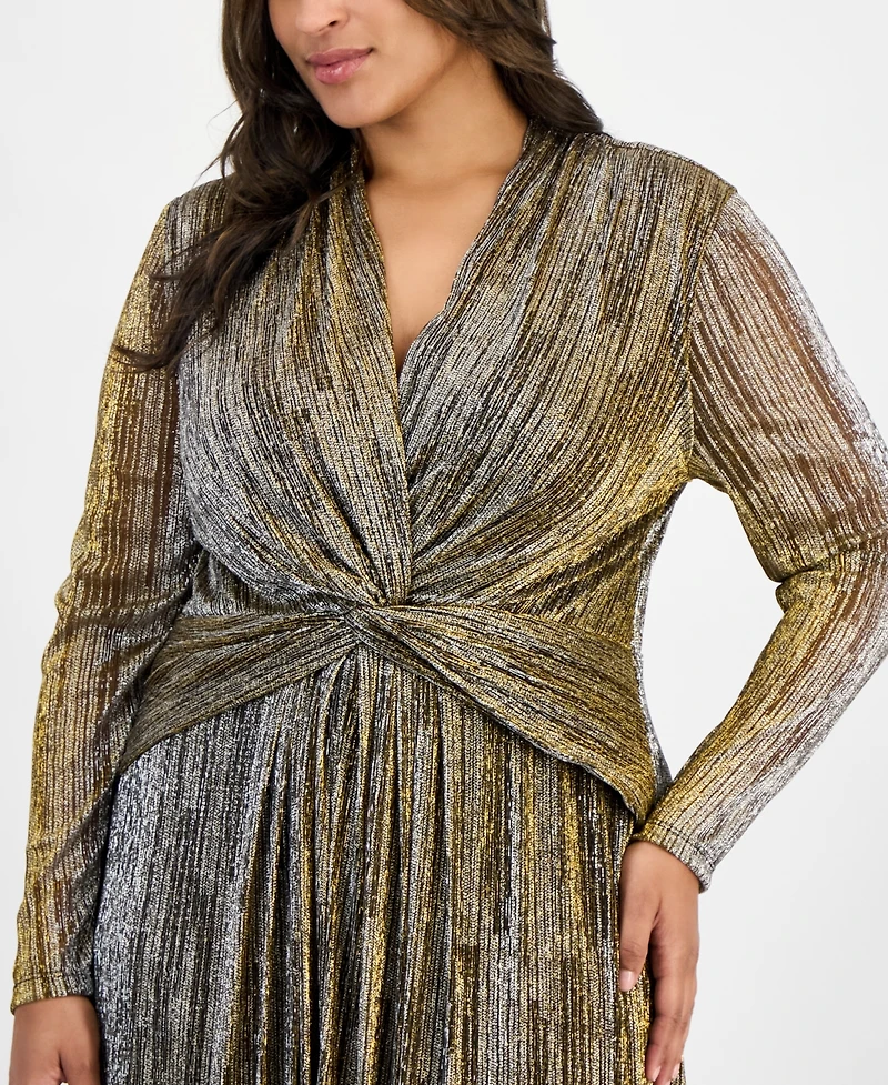 Anne Klein Plus Twist-Front Maxi Dress