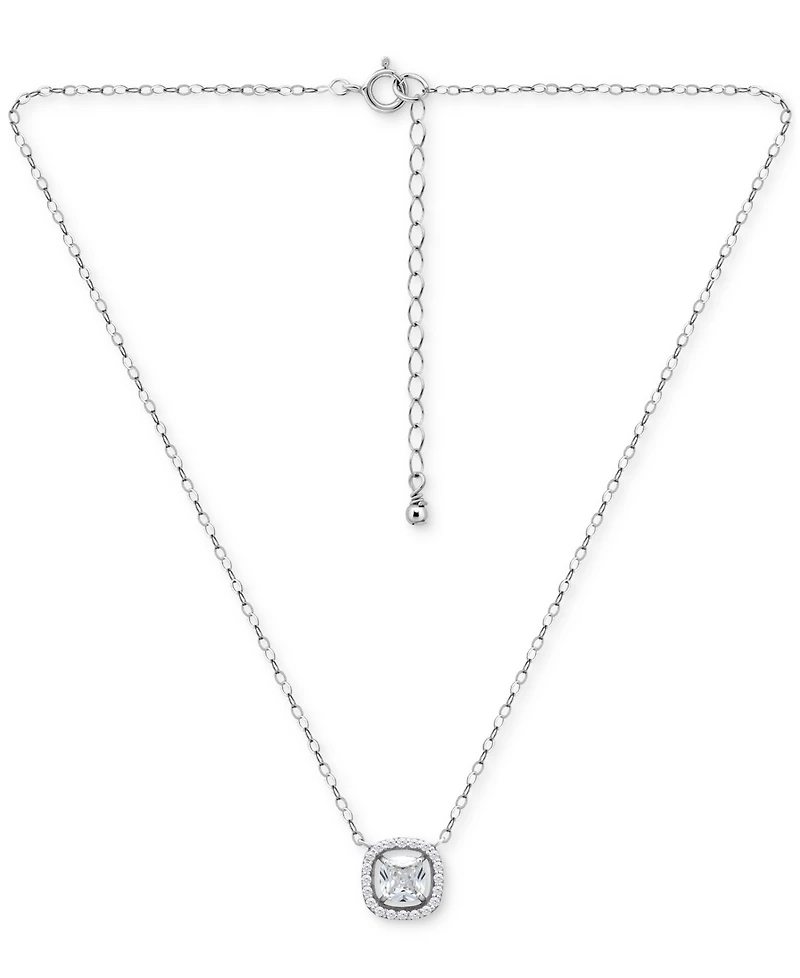 Giani Bernini Cushion Cut Necklace (1-5/8 ct. t.w.) in Sterling Silver, Macy's Exclusive
