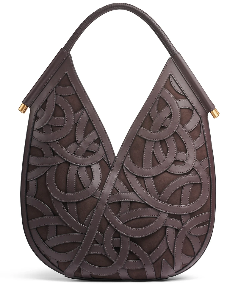 Donna Karan New York Baldwin Woven Leather Floral Shoulder Bag