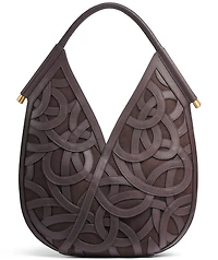 Donna Karan New York Baldwin Woven Leather Floral Shoulder Bag