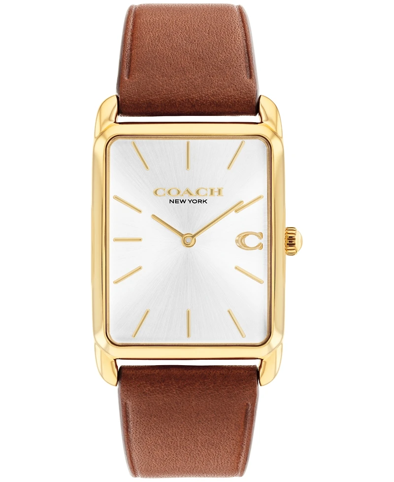Coach Men's Elliot Saddle Leather Strap Watch, 32 x 36mm