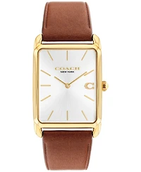 Coach Men's Elliot Saddle Leather Strap Watch, 32 x 36mm