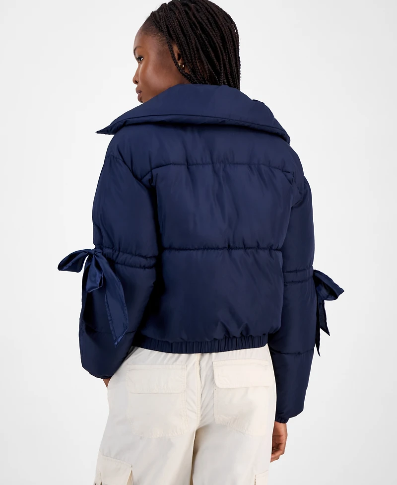 Madden Girl Juniors' Bow-Trim Puffer Jacket