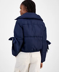 Madden Girl Juniors' Bow-Trim Puffer Jacket
