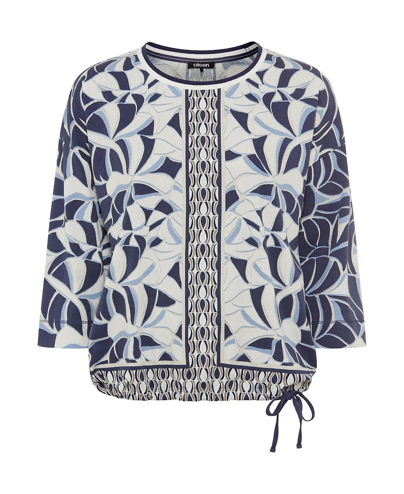 Olsen Abstract Leaf & Border Print T-Shirt