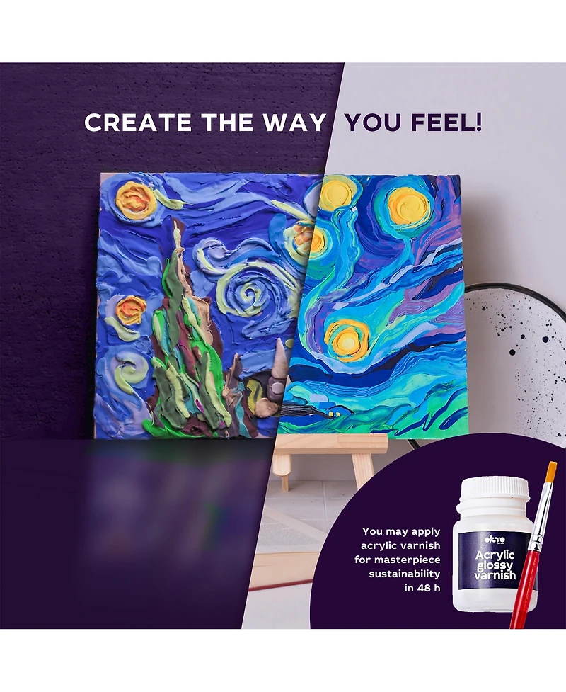 Wise Elk Okto Sensory Art 3D Painting "Starry Night" – 11.8" x 15.7" Canvas Kit
