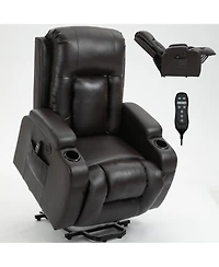 Clihome Infinite Position Up to 350 Lbs Power Lift Recliner Chair for Elderly Heavy Duty Motion Mechanism with 8 Point Vibration Massage and Lumbar He