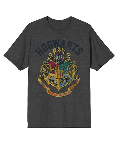 Harry Potter Men's Hogwarts Crest Charcoal Heather T-shirt-3X-Large