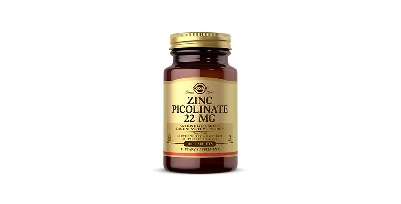 Solgar Zinc Picolinate, 22 mg, 100 Tabs