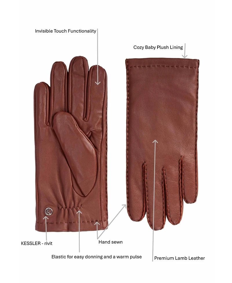 Women`s Hand-sewn Premium Lamb Leather Touchscreen Gloves "Millie