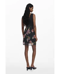 Desigual Women's Short dress with floral bimaterial