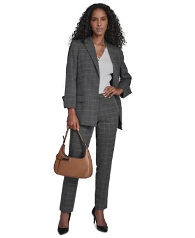 Calvin Klein Womens Windowpane Open Front Jacket Windowpane Highline Pants