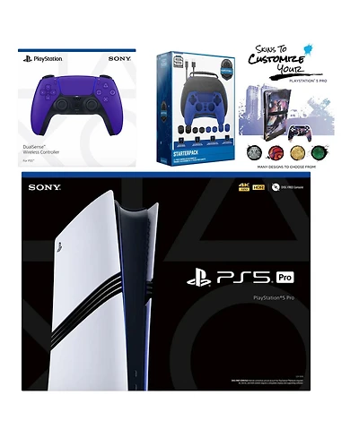 Sony PlayStation 5 Pro with Extra Galactic Purple Controller, Gamer Starter Kit and MightySkins Decal Voucher
