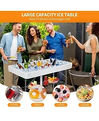 Sugift Portable Ice Cooler Table with Drain, Skirt & Handle, 440LBS Capacity