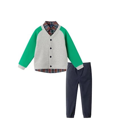 Andy & Evan Toddler/Child Boys Grey Cardigan Twill Pant Set