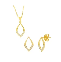 Simona Sterling Silver, Polished & Cz Marquise Necklace Earrings Set