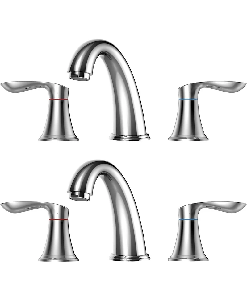 gaomon Bathroom Faucet, 8 Inch Bathroom Faucets for Sink 3 Hole, Widespread Brushed Nickel Bathroom Faucet with Pop up Drain and cUPC Lead-Free Hose (
