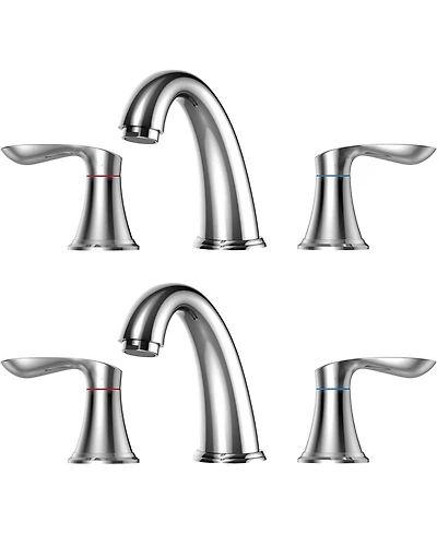 gaomon Bathroom Faucet, 8 Inch Bathroom Faucets for Sink 3 Hole, Widespread Brushed Nickel Bathroom Faucet with Pop up Drain and cUPC Lead-Free Hose (