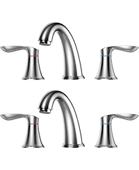 gaomon Bathroom Faucet, 8 Inch Bathroom Faucets for Sink 3 Hole, Widespread Brushed Nickel Bathroom Faucet with Pop up Drain and cUPC Lead-Free Hose (
