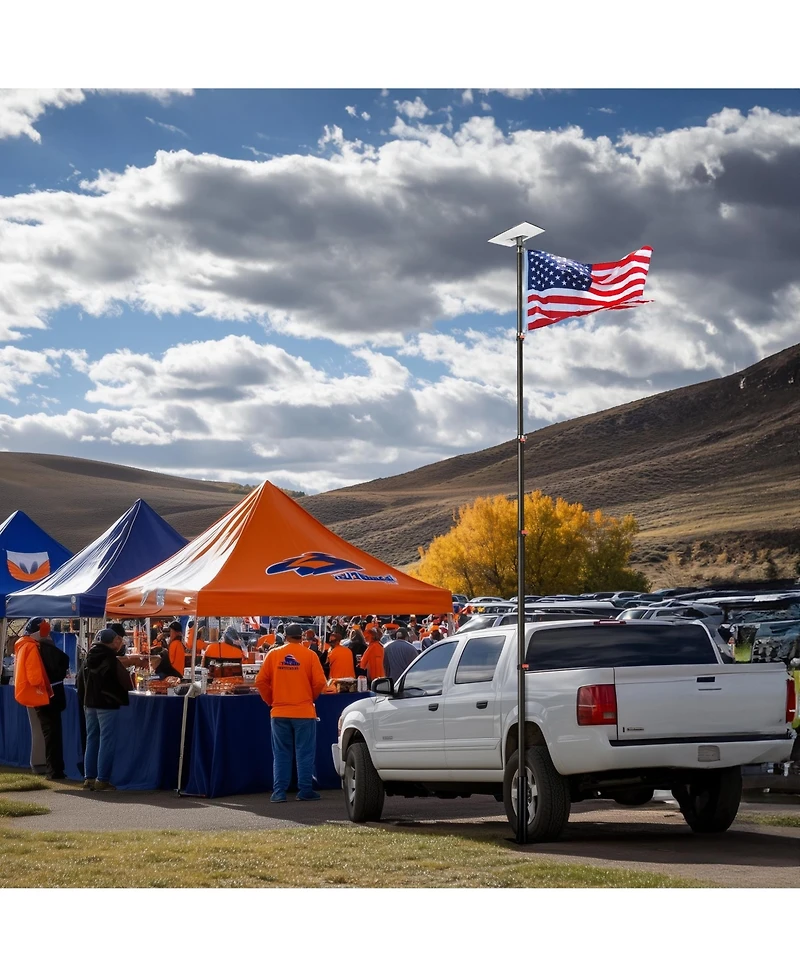 Yescom Ez Go 14ft Telescopic Flag Pole Kit with Starlink Gen3 Pipe Adapter for Outdoor Tailgate Party, Sliver