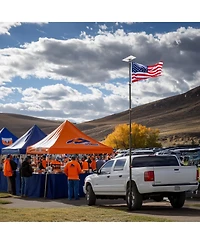 Yescom Ez Go 14ft Telescopic Flag Pole Kit with Starlink Gen3 Pipe Adapter for Outdoor Tailgate Party, Sliver