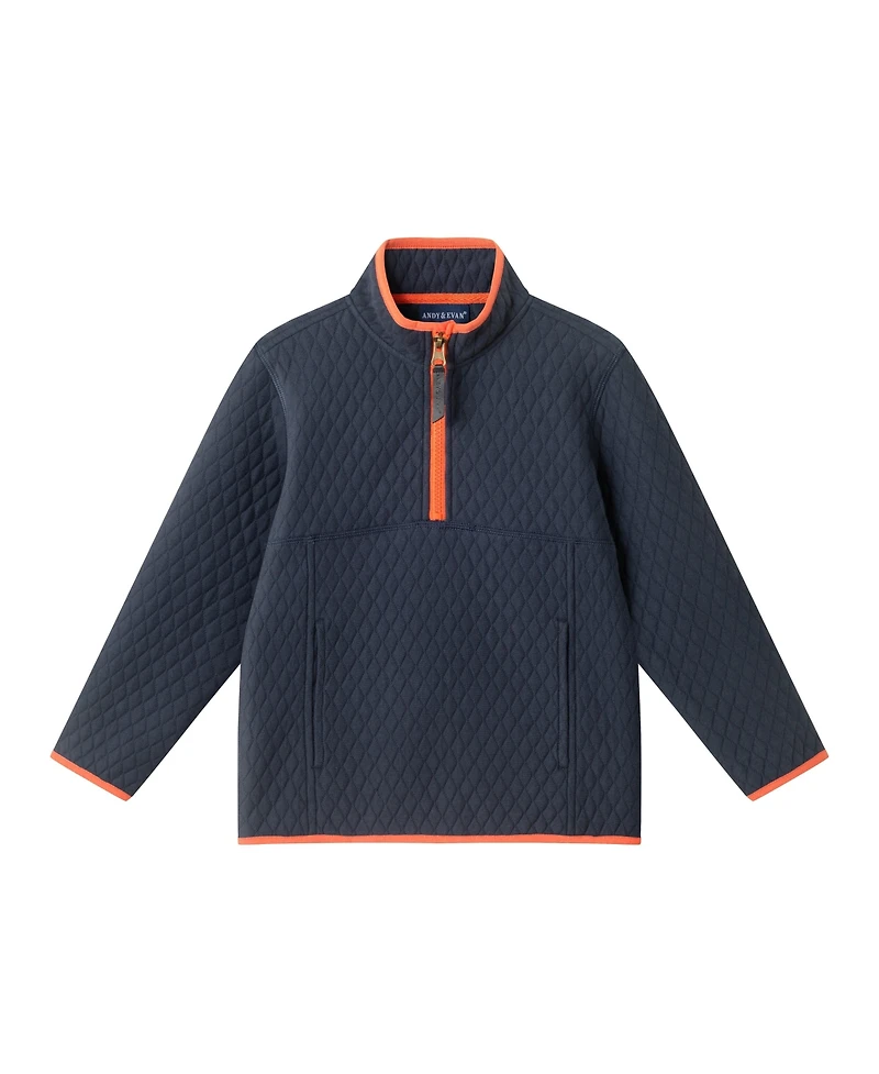Andy & Evan Toddler/Child Boys Navy Quilted Quarter Zip Top