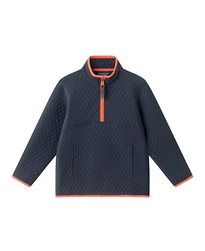 Andy & Evan Toddler/Child Boys Navy Quilted Quarter Zip Top