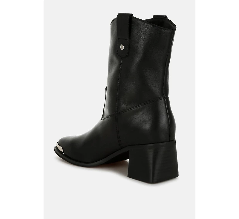 Iliad Genuine Leather Metallic Accent Ankle Boots Women