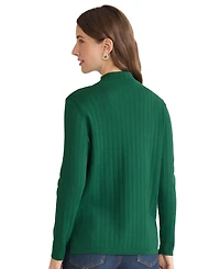 Jones New York Petite Wide-Rib Funnel Neck Sweater