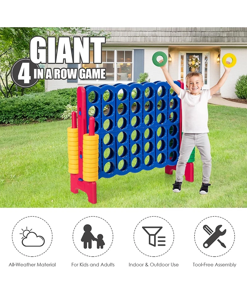 Akiudex Giant 4-in-a-Row Game with 42 Rings for Indoor and Outdoor Fun