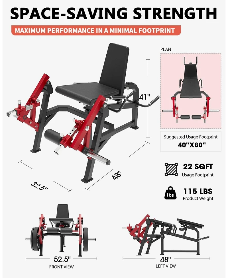 Mikolo Leg Extension and Curl Machine, Single Leg Extension, Lying Leg Curl, Standing Leg Curl, Adjustable Leg Exercise Bench with Plate Loaded, Leg M