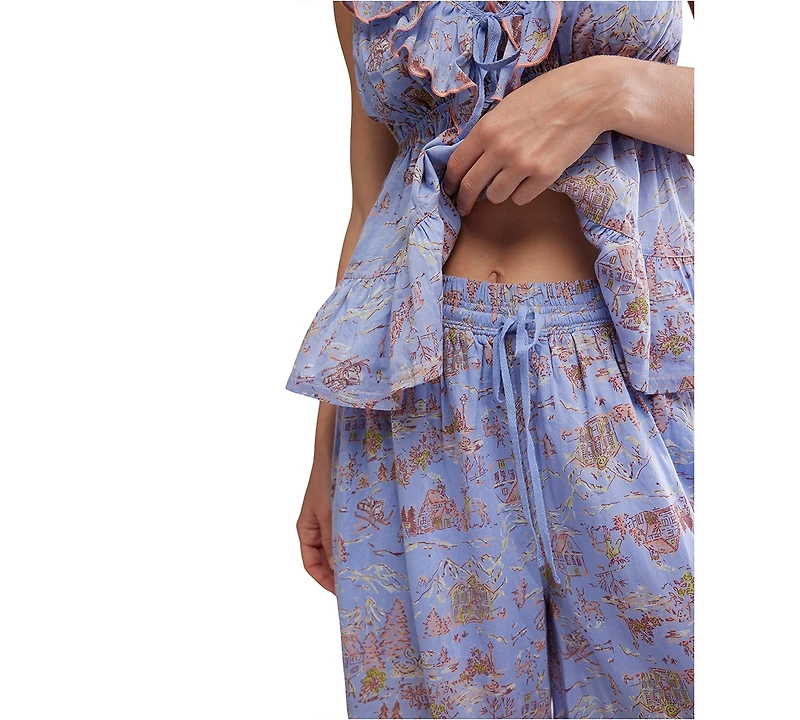 Free People Women's 2-Piece Tangled Lights Sleeveless Top and Pants Pajama Set