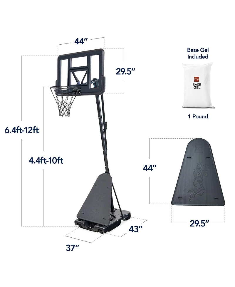 Best Choice Products Adjustable 4.4-10ft Basketball Hoop, Portable Goal w/Shatterproof Backboard