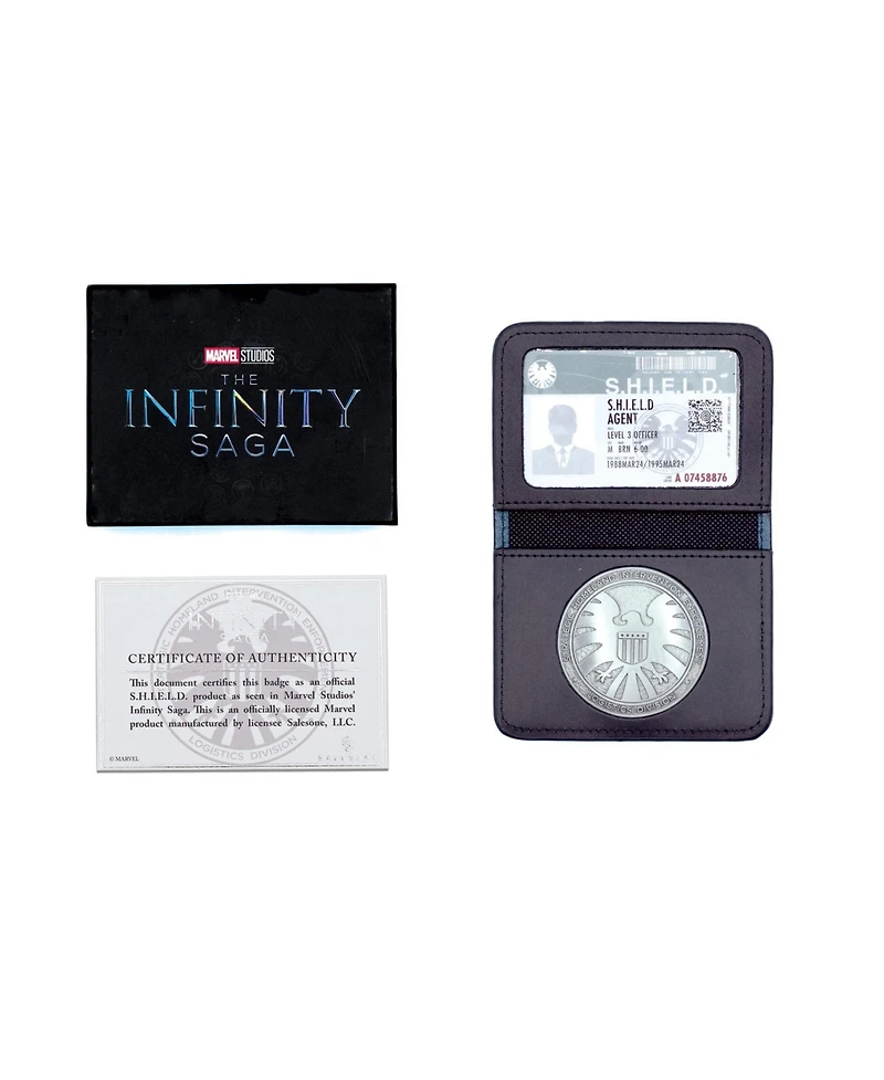 SalesOne Llc Marvel Agents Of S.h.i.e.l.d. Badge Id Card Replica Set Exclusive | Marvel Studios Collectible 4-Inch Black Leather Wallet | Superhero Co