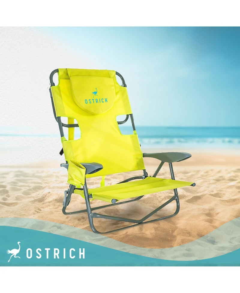 Ostrich On-Your-Back Outdoor Reclining Beach Lounge Pool Camping Chair, Green