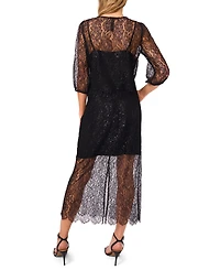 CeCe Women's Puff Sleeve Crewneck Blouse