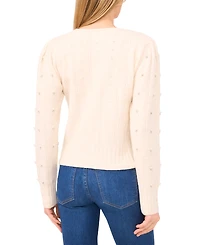 CeCe Women's Allover Embellished Long Sleeve Sweater