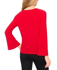 CeCe Women's Imitation Pearl Bow Long-Sleeve Knit Top