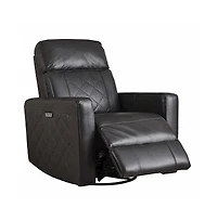 Westwood Design Soho Wood Leather Power-usb Glider Recliner in Oxford Gray