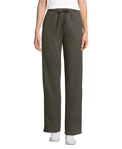 Lands' End Women's Petite Serious Sweats High Rise Relaxed Straight Leg Pants - Set Bottom