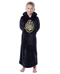 Harry Potter Kids Hogwarts Crest Pullover Poncho Robe Fleece Hooded Bathrobe