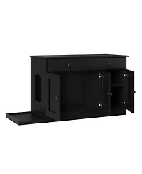 Palace Imports 100% Solid Wood Ziva 3-Door Cat Litter Box Enclosure with Catch